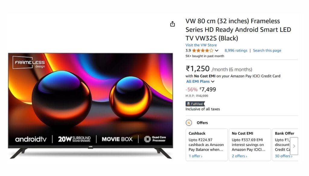 8000 se kam kimat par super smart tv. Offer sirf aaj ke liye 2 vw tv (1)