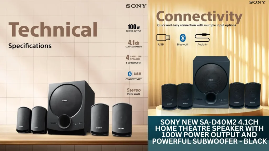 Sony New SA-D40M2 4.1ch Home Theatre Speaker with 100W Power Output and Powerful Subwoofer - Black